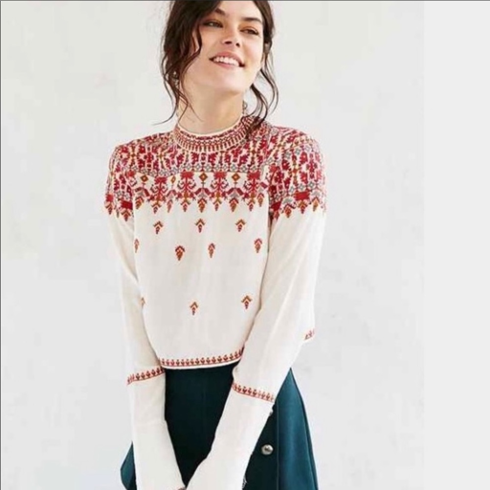 Urban Outfitters Ecoté Simona Embroidered Top